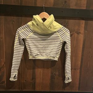 Ivivva Striped Gray and Yellow Cropped Sweater Girls Size 8